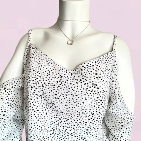 Dalmatian Print Cold Shoulder Blouse NEW - Picture 6 of 16